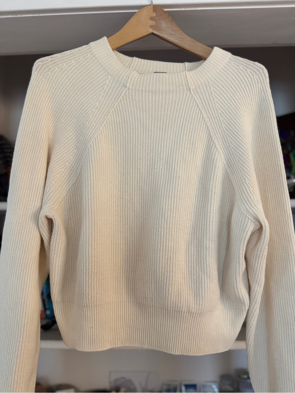 Free People // Cream Ribbed Knit Pullover - Size Small - Picture 5 of 6